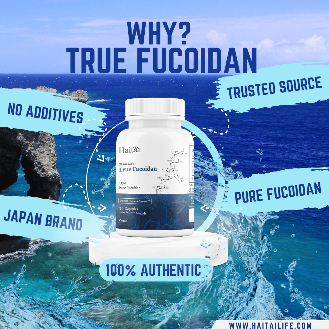 Haitai True Fucoidan - Lab-Tested >85% Pure Mozuku Seaweed Extract, 150 Veggie Capsules, 200mg Each, Made in Okinawa, Japan - 30 Day Supply