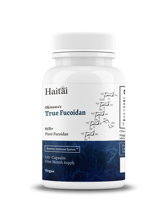 Haitai True Fucoidan - Lab-Tested >85% Pure Mozuku Seaweed Extract, 150 Veggie Capsules, 200mg Each, Made in Okinawa, Japan - 30 Day Supply